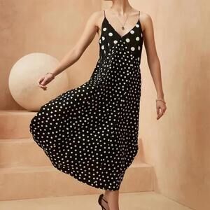 Banana Republic Black and White Polka Dot Midi Dress